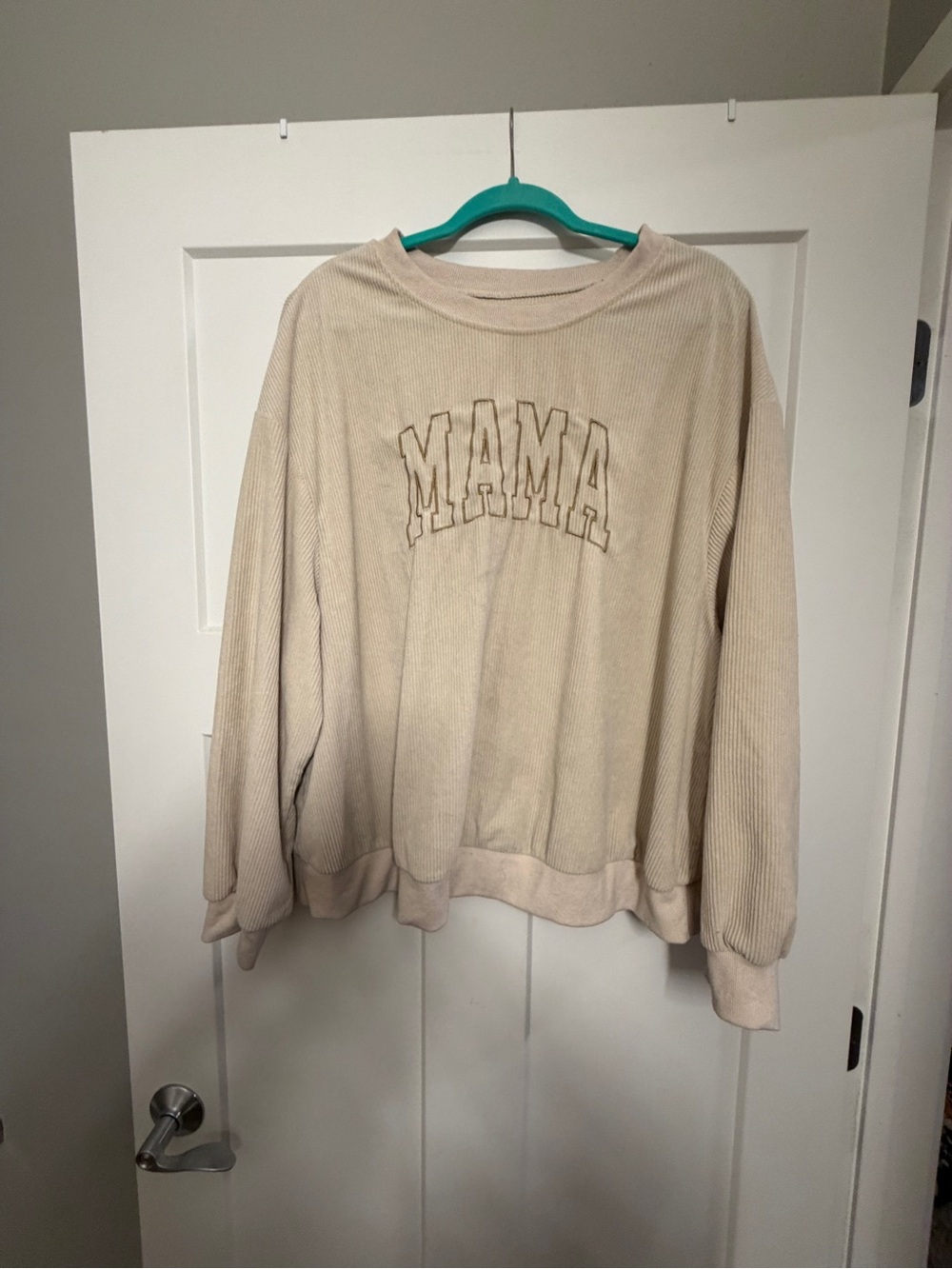 SHEIN Cream 'MAMA' Corded Crewneck Sweatshirt